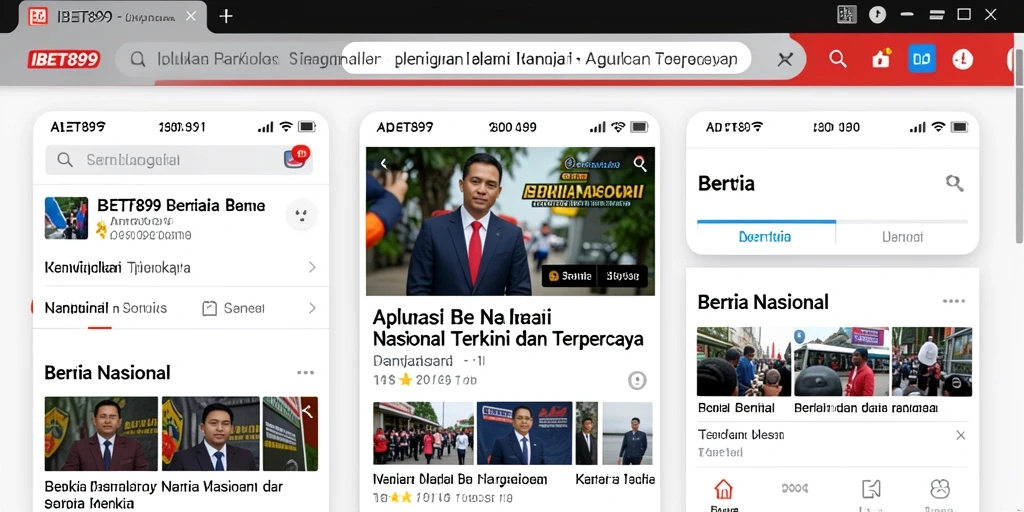 Antarmuka menarik dan informatif dari aplikasi IBET899 untuk berita nasional.