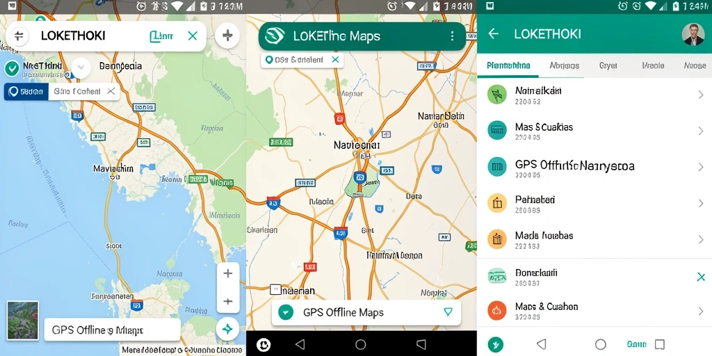 Tampilan antarmuka GPS Offline Maps yang intuitif di LOKETHOKI.