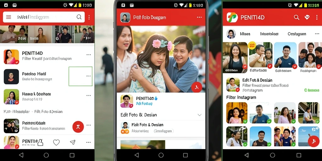 Antarmuka aplikasi PENITI4D yang menawan untuk filter Instagram.