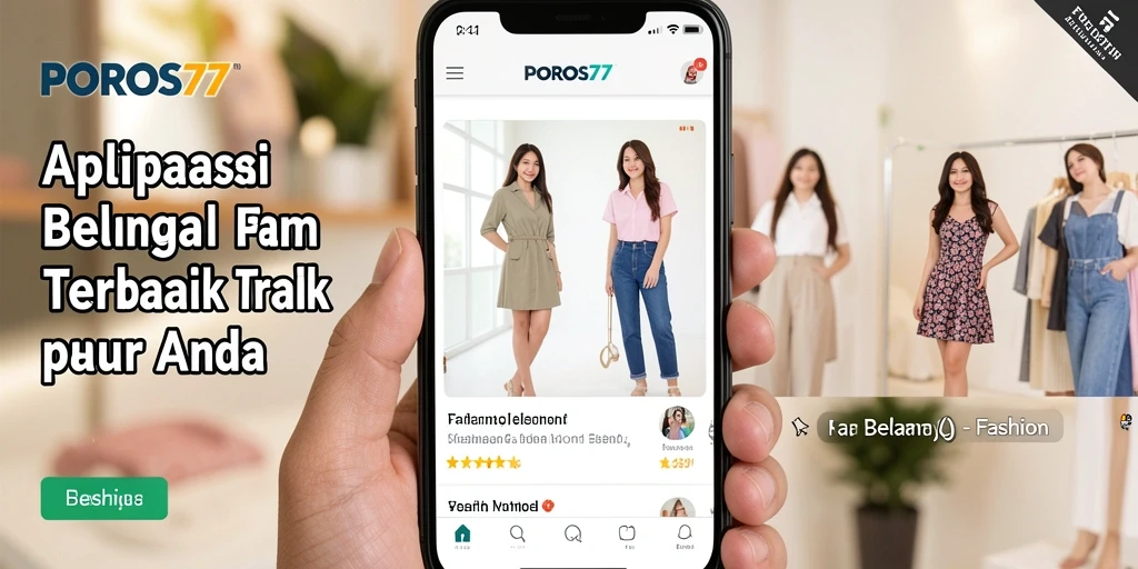 Antarmuka aplikasi POROS77 dengan berbagai pilihan fashion menarik.