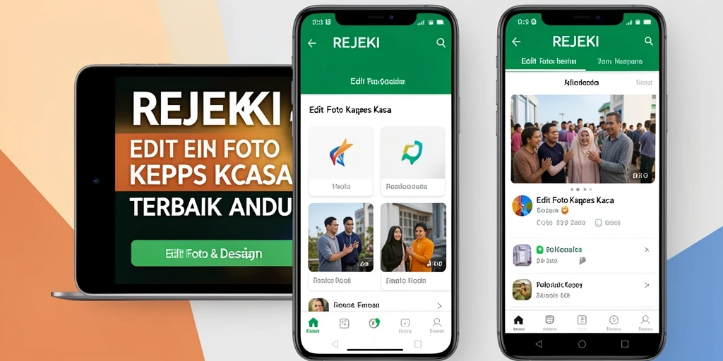 Tampilan antarmuka utama REJEKI dengan fitur Edit Foto Kertas Kaca.