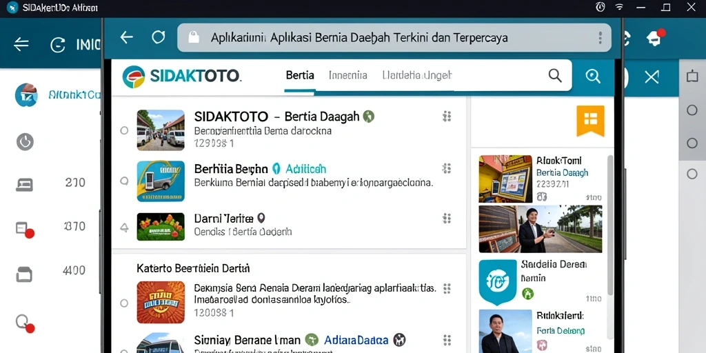 Antarmuka aplikasi SIDAKTOTO menampilkan berita daerah terbaru.