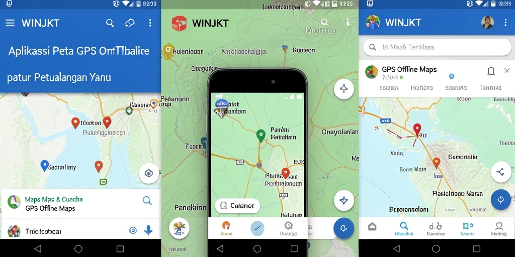 Antarmuka pengguna aplikasi GPS Offline WINJKT yang intuitif dan informatif.