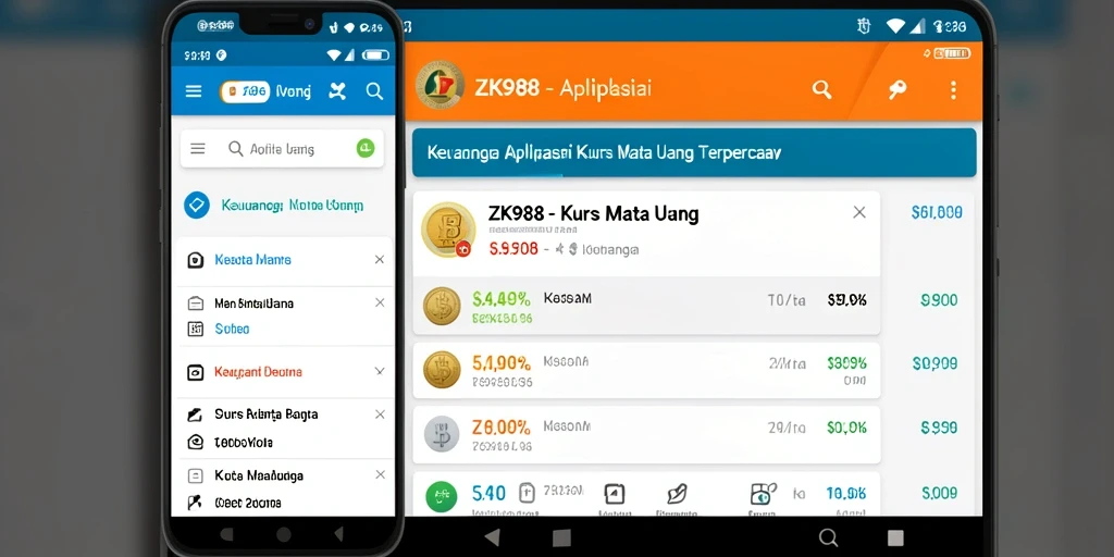 Tampilan antarmuka ZK988 yang menampilkan kurs mata uang terkini